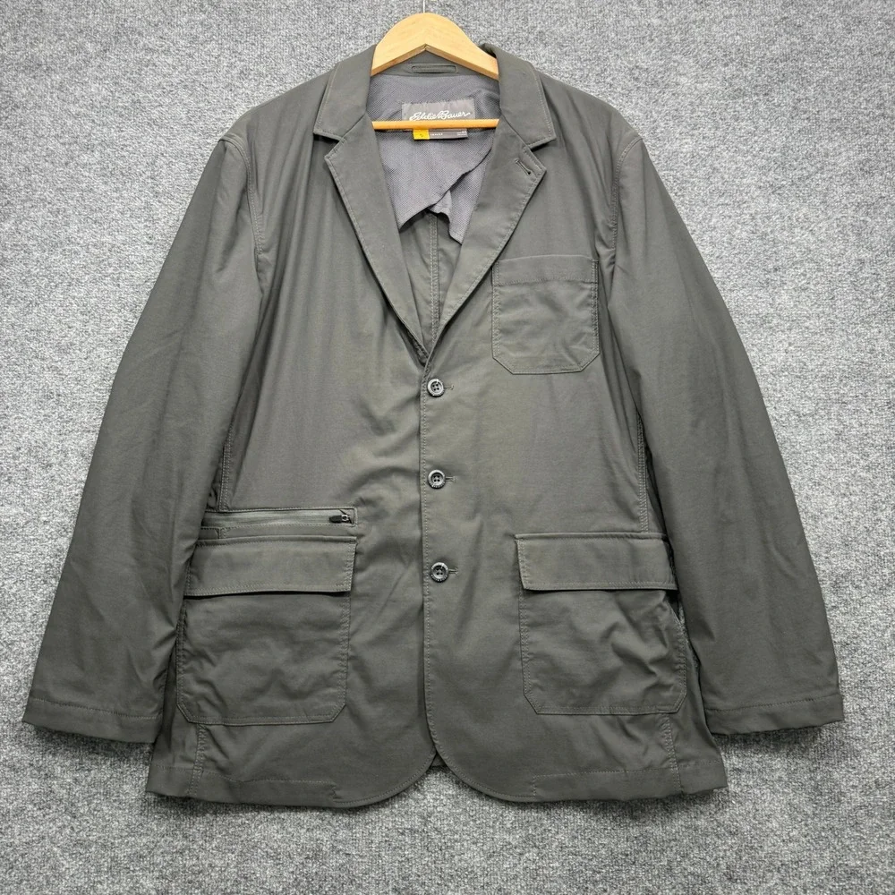 Eddie Bauer Travex Blazer Jacket Mens 44 Gray Long Sleeve Outdoor Travel Casual